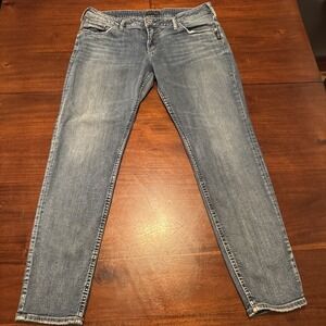 Silver Jeans Co Boyfriend Fit W33 L29‎ Mid‑Rise Slim Light Wash Blue Denim